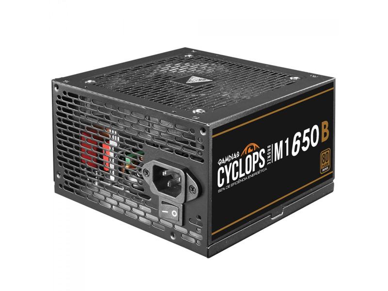 Fonte Gamdias Cyclops M1-650B, 650W, 80 Plus Bronze, Cybenetics, Teclab, PFC Ativo, Cabos Flat Fonte Gamdias Cyclops M1-650B, 650W, 80 Plus Bronze, Cybenetics, Teclab, PFC Ativo, Cabos Flat