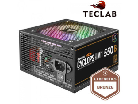 Fonte Gamdias Cyclops M1-550B, 550W, RGB, 80 Plus Bronze, Cybenetics, Teclab, PFC Ativo, Cabos Flat