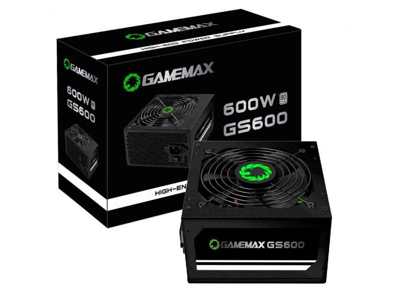 Fonte Gamemax GS600, 600W, 80 Plus White, PFC Ativo, Black