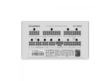Fonte Gamemax GX1050 Pro, 1050W, 80 Plus Platinum, PCIe 5.0, ATX 3.0, Full Modular, PFC Ativo, White