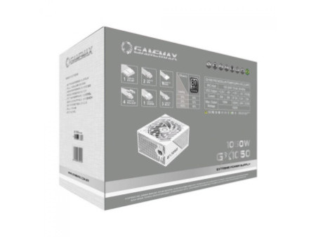 Fonte Gamemax GX1050 Pro, 1050W, 80 Plus Platinum, PCIe 5.0, ATX 3.0, Full Modular, PFC Ativo, White