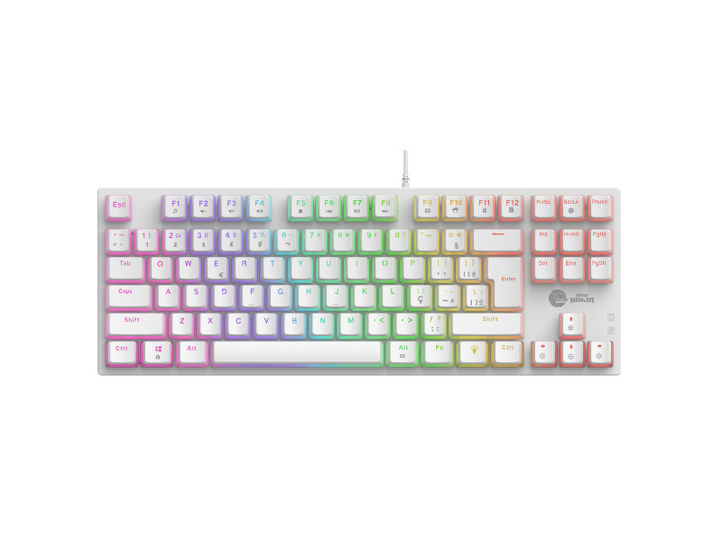 Teclado Mecânico Gamer Ninja Leap Pudim, Switch Blue, Rainbow, ABNT2, White