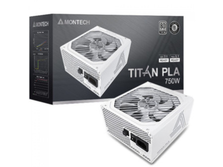 Fonte Montech Titan PLA, 750W, 80 Plus Platinum, PFC Ativo, ATX 3.1, PCIe 5.1, Full Modular, White