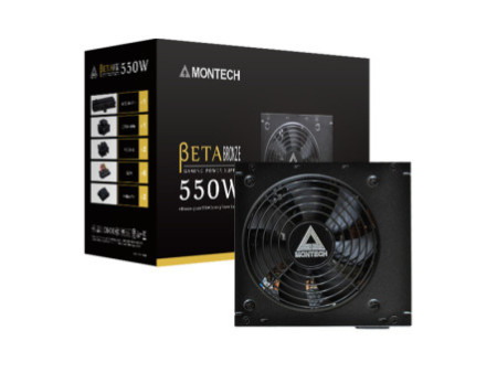 Fonte Montech BETA Bronze 550W, 80 Plus Bronze, PFC Ativo, Capacitores Japoneses