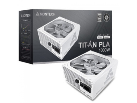 Fonte Montech Titan PLA, 1000W, 80 Plus Platinum, PFC Ativo, ATX 3.1, PCIe 5.1, Full Modular, White