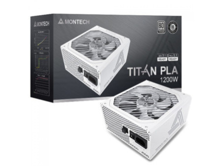 Fonte Montech Titan PLA, 1200W, 80 Plus Platinum, PFC Ativo, ATX 3.1, PCIe 5.1, Full Modular, White