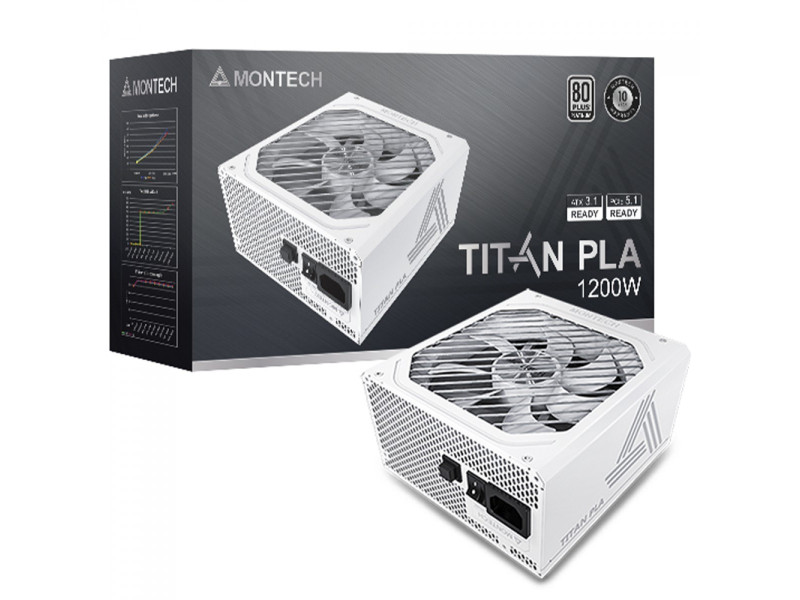 Fonte Montech Titan PLA, 1200W, 80 Plus Platinum, PFC Ativo, ATX 3.1, PCIe 5.1, Full Modular, White Fonte Montech Titan PLA, 1200W, 80 Plus Platinum, PFC Ativo, ATX 3.1, PCIe 5.1, Full Modular, White