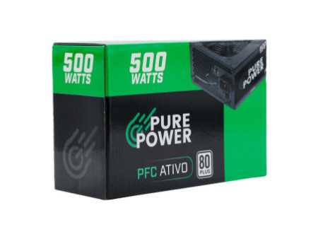 Fonte Pure Power, 500W, 80 Plus White, PFC Ativo, Black, PP-PSU2-500W PFC