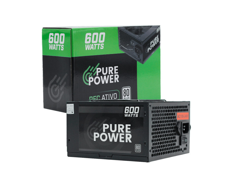 Fonte Pure Power, 600W, 80 Plus White, PFC Ativo, Black, PP-PSU2-600W PFC Fonte Pure Power, 600W, 80 Plus White, PFC Ativo, Black, PP-PSU2-600W PFC