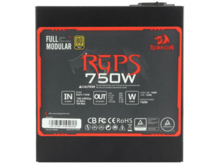 Fonte Redragon RGPS 750W, 80 Plus Gold, PFC Ativo, Full Modular