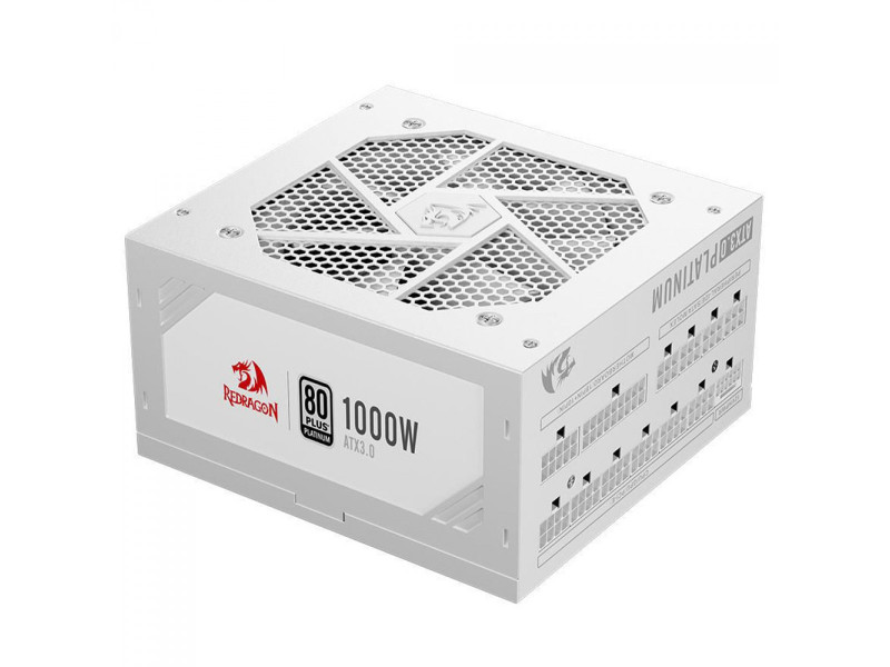 Fonte Redragon RGPS, 1000W, ATX 3.0, 80 Plus Platinum, Com Conector PCIe 5.0, PFC Ativo, Full Modular, White, GC-PS017W