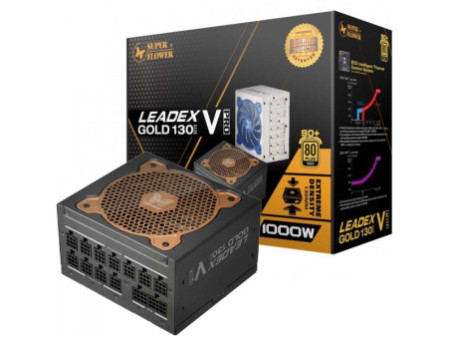 Fonte Super Flower LEADEX V Gold Pro 1000W, 80 Plus Gold, Full Modular, PFC Ativo, SF-1000F14TG(BK)