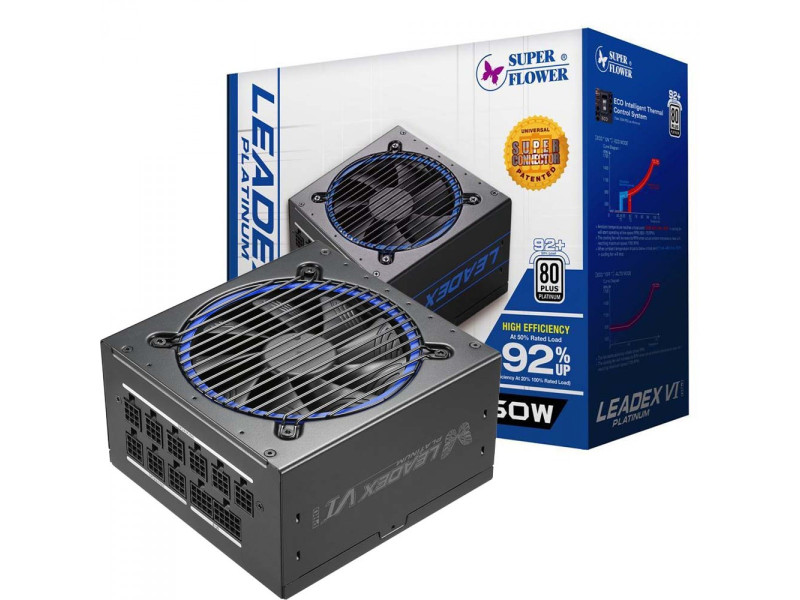 Fonte Super Flower LEADEX VI Platinum Pro 850W, 80 Plus Platinum, Full Modular, PFC Ativo, SF-850F14PE