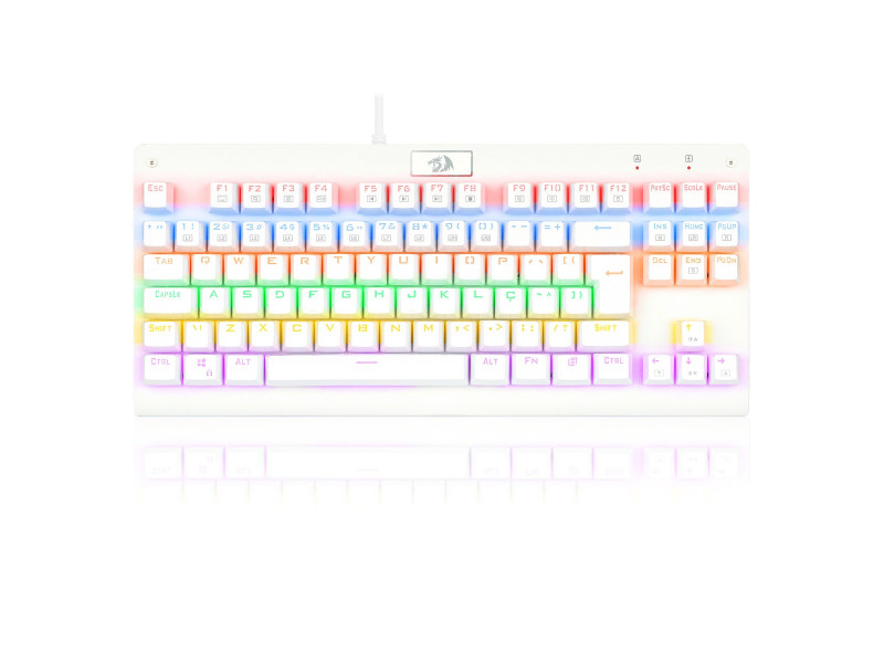 Teclado Gamer Mecânico Redragon Dark Avenger Lunar K568W-R, Rainbow, Switch Red, ABNT2, TKL, White, K568W-R