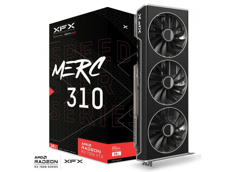 Placa De Vídeo XFX AMD Radeon RX 7900 XTX Speedster MERC 310 Black, 24GB, GDDR6, FSR, Ray Tracing, RX79XMERCB9