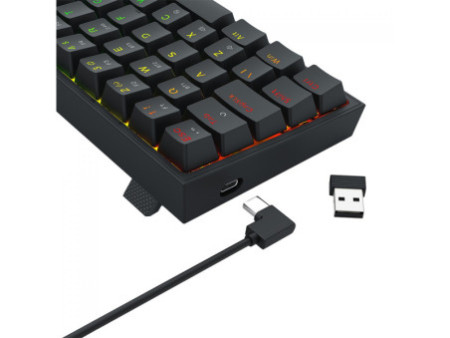 Teclado Gamer Mecânico Redragon Pollux Pro, RGB, Wireless, Bluetooth, Switch Brown, ABNT2, Preto, K628RGB-PRO (PT-BROWN)