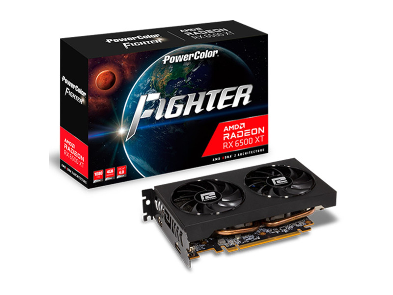 Placa de Vídeo PowerColor Fighter Radeon RX 6500 XT, 4GB, GDDR6, FSR, Ray Tracing, AXRX 6500 XT 4GBD6-DH/OC