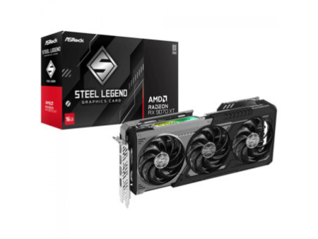 Placa de Vídeo ASRock AMD Radeon RX 9070 XT Steel Legend Dark, 16GB, GDDR6, FSR, Ray Tracing, 90-GA5VZZ-00UANF