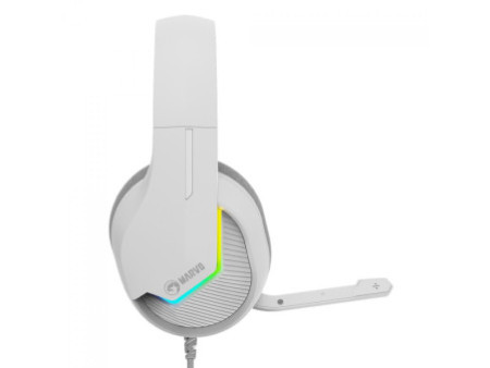 Headset Gamer Marvo, RGB, USB, Drivers de 50mm, White, H8618 WH
