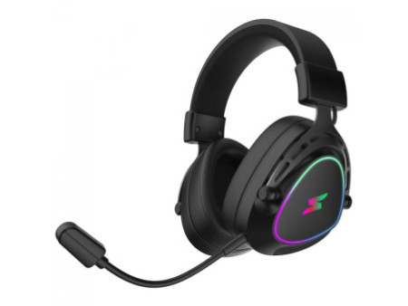 Headset Gamer SuperFrame Sound Pro, Surround 7.1, Wireless, Bluetooth, Drivers de 50mm, RGB, Black, SF-HS-SP7WRUB