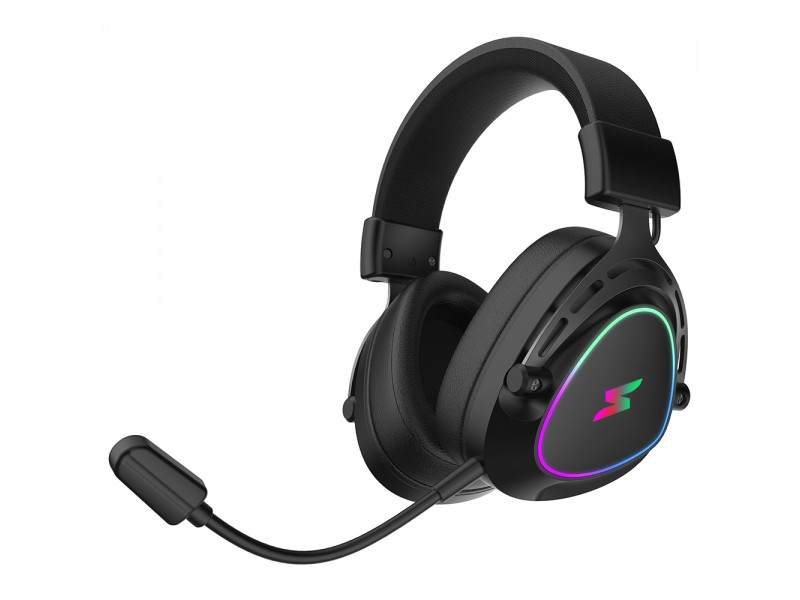 Headset Gamer SuperFrame Sound Pro, Surround 7.1, Wireless, Bluetooth, Drivers de 50mm, RGB, Black, SF-HS-SP7WRUB
