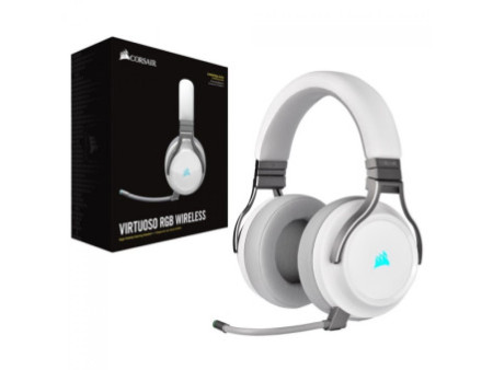 Headset Gamer Corsair Virtuoso RGB Wireless, Sem fio/USB/3.5mm, Múltiplas Plataformas, White, CA-9011186-NA