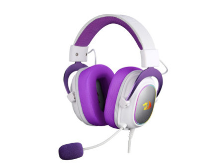 Headset Gamer Redragon Zeus X, USB, Surround 7.1, RGB, White/Purple, H510WP-RGB