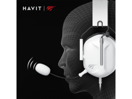 Headset Gamer Havit H2033D, 3.5mm, Drivers de 50mm, Branco e Preto, H2033D-WHT