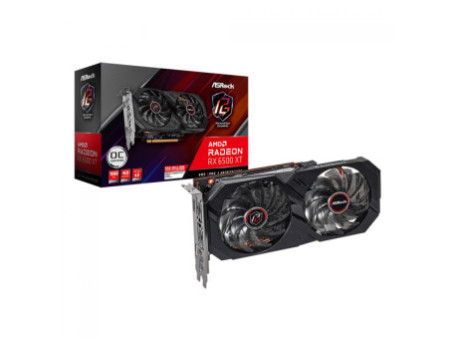 Placa de Vídeo AsRock Radeon RX 6500 XT Phantom Gaming D OC, 4GB, GDDR6, FSR, Ray Tracing, 90-GA3DZZ-00UANF