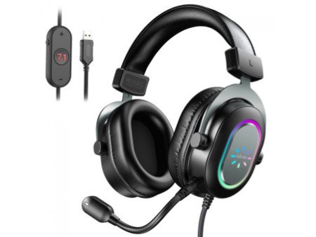 Headset Gamer Fifine H6G, 7.1 Surround, Drivers de 50mm, RGB, USB, Black