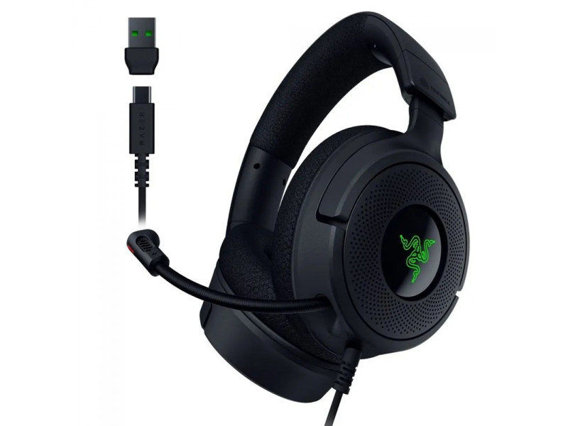 Headset Gamer Razer Kraken V4 X, RGB, Surround 7.1, Drivers TriForce De 40mm, USB, Preto, RZ0405180100R