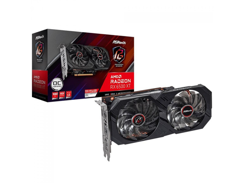 Placa de Vídeo AsRock Radeon RX 6500 XT Phantom Gaming OC, 8GB, GDDR6, FSR, Ray Tracing, 90-GA3VZZ-00UANF