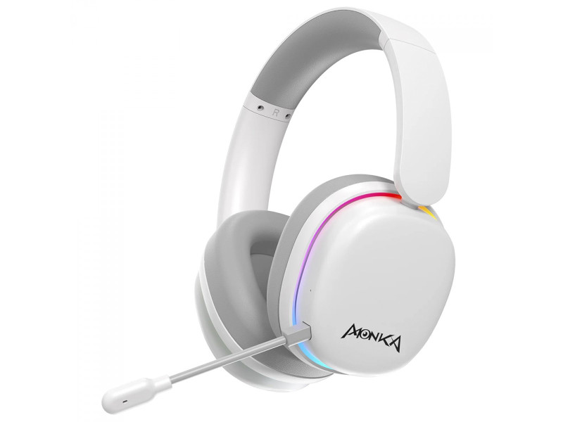 Headset Gamer Marvo Monka Echo RS HG9070W, RGB, Bluetooth 5.2, Drivers 50mm, Branco, HG9070W
