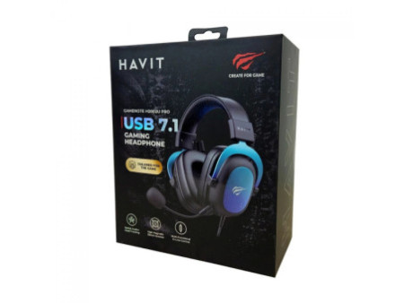 Headset Gamer Havit Gamenote, USB 7.1, Drivers de 53mm, Múltiplas Plataformas, Black/Blue, HV-H2002C PRO