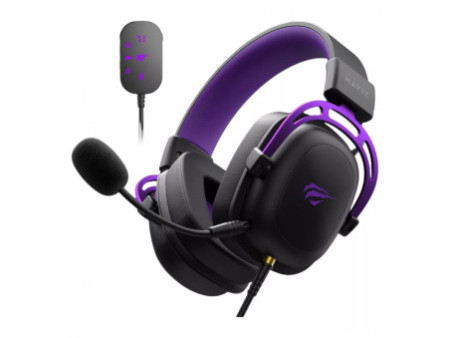 Headset Gamer Havit, 3.5mm + USB,  Drivers de 53mm, Múltiplas Plataformas, Black/Purple, HV-H2002C+U