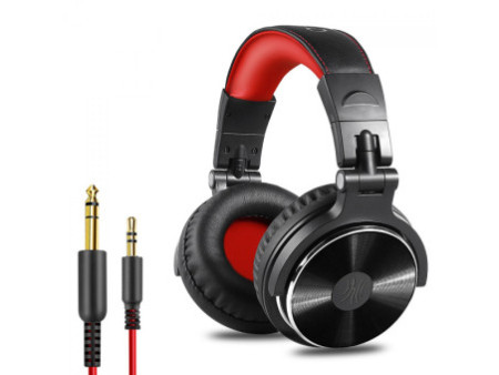 Headphone Profissional OneOdio Studio DJ PRO 10, Drivers De 50mm, 3.5mm/6.3mm, Preto e Vermelho