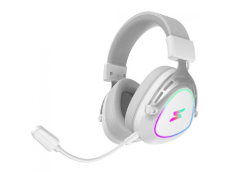 Headset Gamer SuperFrame Sound Pro, Surround 7.1, Wireless, Bluetooth, Drivers de 50mm, RGB, White, SF-HS-PS7WRUW