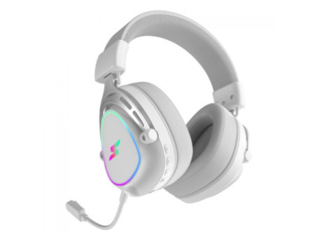 Headset Gamer SuperFrame Sound Pro, Surround 7.1, Wireless, Bluetooth, Drivers de 50mm, RGB, White, SF-HS-PS7WRUW