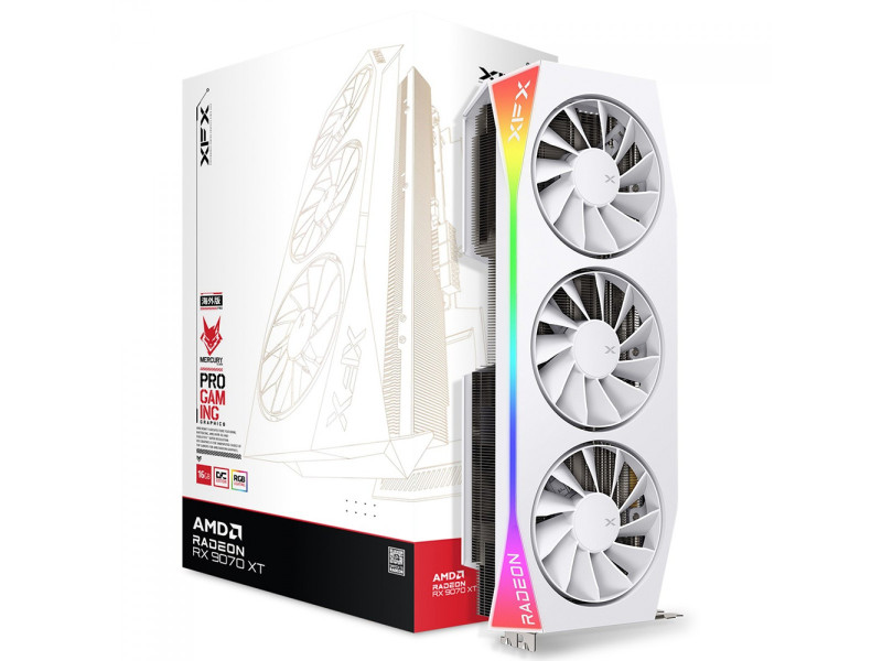 Placa de Vídeo XFX Mercury AMD Radeon RX 9070 XT OC RGB, 16GB, GDDR6, FSR, Ray Tracing, White, RX-97TRGBBW9 Placa de Vídeo XFX Mercury AMD Radeon RX 9070 XT OC RGB, 16GB, GDDR6, FSR, Ray Tracing, White, RX-97TRGBBW9
