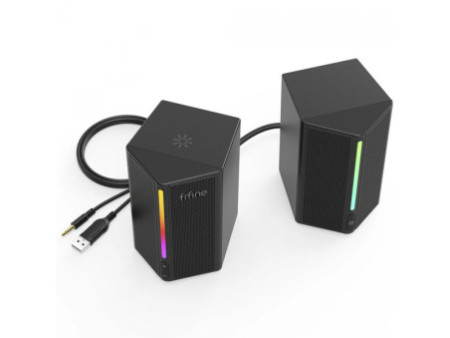 Caixa De Som Gamer Fifine A20, Estéreo, RGB, USB/3,5, Preto