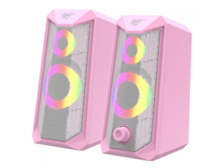 Caixa de Som Havit SK202, RGB, Stereo 2.0, 10W, Rosa
