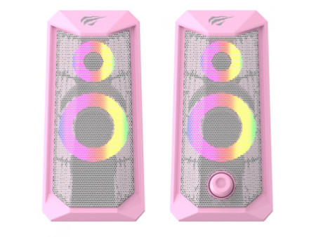 Caixa de Som Havit SK202, RGB, Stereo 2.0, 10W, Rosa