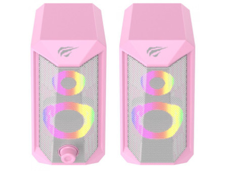Caixa de Som Havit SK202, RGB, Stereo 2.0, 10W, Rosa
