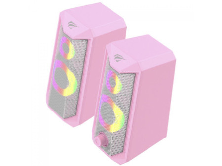 Caixa de Som Havit SK202, RGB, Stereo 2.0, 10W, Rosa