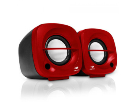 Caixa De Som C3Tech Speaker 2.0, USB/3.5mm, Vermelho, SP-303RD