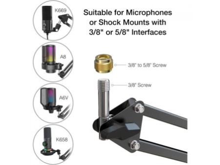 Suporte Para Microfone Fifine CS1, Ajustável, Black