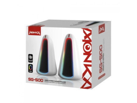 Caixa de Som Marvo Monka Zilla SG-500, RGB, Stereo 2.0, USB, White, SG-500