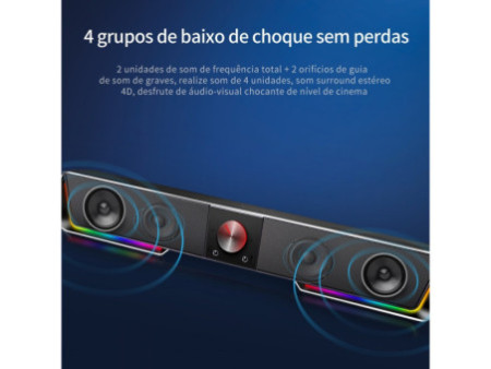 Soundbar Gamer Redragon Darknets GS570, RGB, Stereo, USB/Bluetooth, 3.5mm, Black