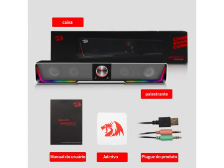 Soundbar Gamer Redragon Darknets GS570, RGB, Stereo, USB/Bluetooth, 3.5mm, Black