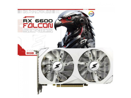 Placa De Vídeo SuperFrame AMD Radeon RX 6600 Falcon, 8GB, GDDR6, RGB, FSR, Ray Tracing, White, SF-GC-FCAM66008GD6W